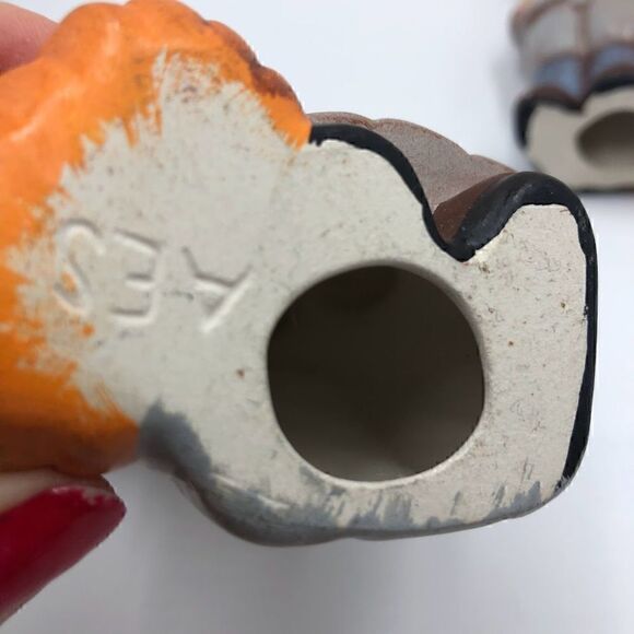 Vintage MCM Set of 2 Ceramic Thanksgiving Pumpkin Harvest Figurines Male Female - Picture 9 of 13